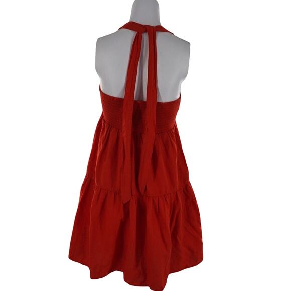 American Eagle Orange Linen Blend Halter Dress - Size M - Picture 2 of 5